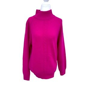 Pink lambs wool and angora tunic sweater mock turtle neck size medium